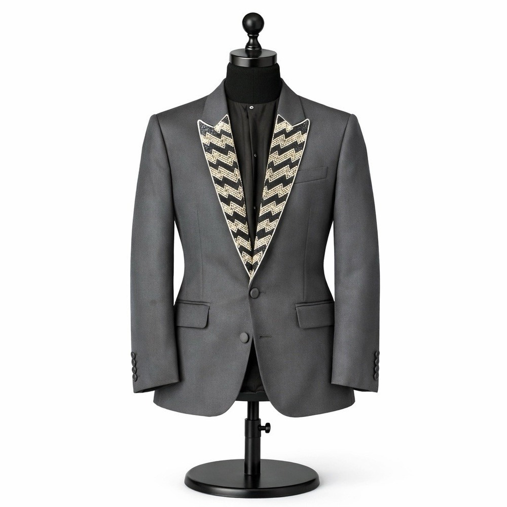 The Kooples Beaded Blazer Women's Size 6 Black Tuxedo Jacket Metallic French 38 - Picture 8 of 9